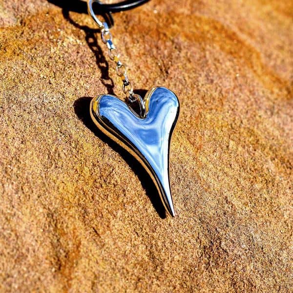 silver heart necklace, bold original necklace, goth necklace